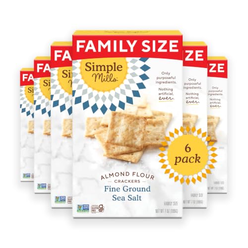 Simple Mills Fine Ground Sea Salt Almond Flour Crackers Family Size, Pack of 6