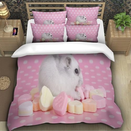 Housse de couette cochon d'inde 3D microfibre résistante parure de lit King durable - 5