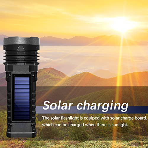 Led Rechargeable Flashlights, Solar Flashlights Rechargeable, 1000 Lumens Bright Led Solar Powered Flashlight With Usb Charger, Waterproof Handheld Flashlights With 4 Mode For Emergencies Walking #TOP5