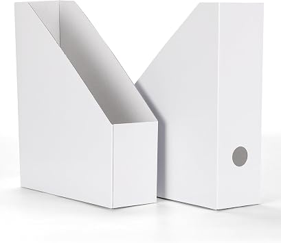 HORLIMER 12 Pack Magazine File Holder, White Cardboard Magazine Rack - A4 File Holder Organiser with Labels for Books, Documents - 25.4 x 8.5 x 30.5 cm