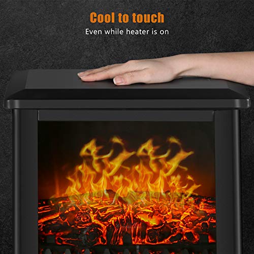 KINGSO Electric Fireplace Heater, 18 Inch Fireplace Heater with 3D Realistic Flame Effect, Indoor Electric Stove Heater, CSA Certified Overheating Safety Protection , Portable, 1400W