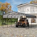 GAOMON Metal Carport, Carport with Reinforced Base and Galvanized Steel Roof, Heavy Duty Garage Car Shelter Shade, Outdoor Car Port Canopy for SUV, Truck, Boats, 13x26 FT