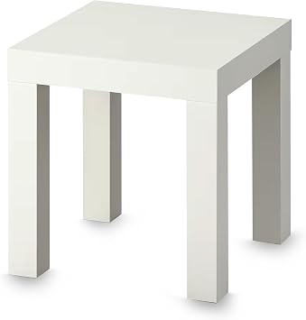 home stuff Classic Design Side Table - Light Weight, Small Square, 35x35 CM White For Office & Living Room