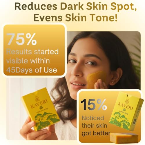 Image of KAVERI Turmeric Handmade Soap Bar - Cold-Processed Ayurvedic Cleansing Bar, SLS-Free - 110g
