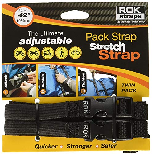ROK Straps 10314 Adjustable Pack Stretch Straps for Motorcycle/ATV Black 42