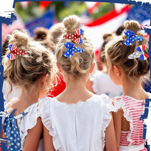 Pinzas de cabello patrióticas 6 piezas para niñas miniatura 4