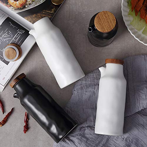 Eanatah Ceramics Dispenser Bottle,Olive Oil/Soy Sauce/Vinegar Cruet, Liquid Condiment Dispenser For Kitchen Cooking,320Ml (Ceramics-W) #TOP7