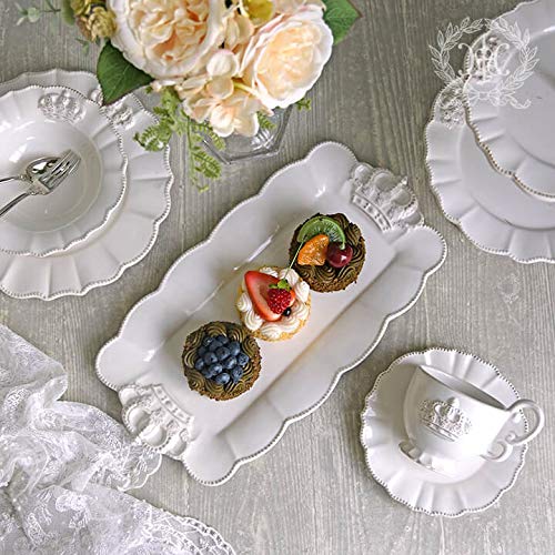 ハルモニア　ホワイトクラウンシリーズ王冠装飾付き白い皿4枚セット Amazon | ホワイトクラウンレクタングルプレート 王冠 フレンチ