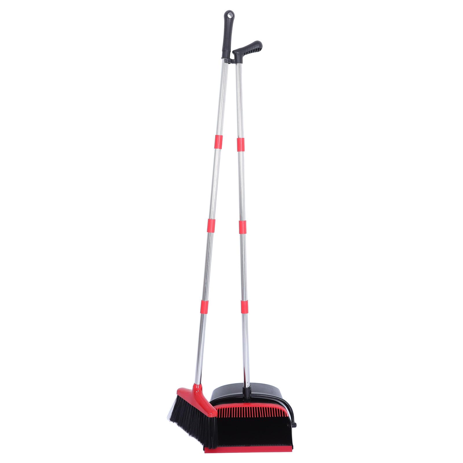ibasenice Juego de Escoba y recogedor con Mango Largo de 137 cm (54"), Escoba y recogedor de pie para el hogar, la Cocina y la Oficina. El Cuenta con Dientes autolimpiables para Recoger el