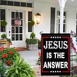 Cuiliqun Jesus Is The Answer Garden Flag, 18"x12", Double Sided, Christian, Religious, Easter, Outdoor Decor