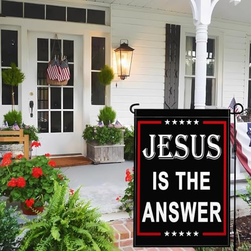 Cuiliqun Jesus Is The Answer Garden Flag, 18"x12", Double Sided, Christian, Religious, Easter, Outdoor Decor