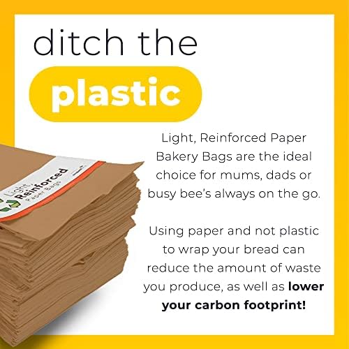 Simplelifeco UK Light, Reinforced Paper Bakery Bags for Bread | 100% Eco Friendly, Biodegradable Brown Paper Food Bags for Sandwiches, Lunch Boxes and Snacks (7 x 15 + Side Gusset) | Pack of 100