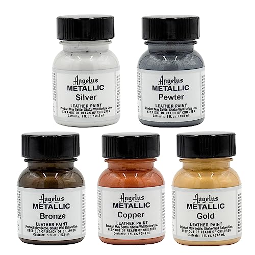 Angelus Leather Paint Set of 5 Metallics 1oz
