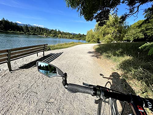 Hafny New Bar End Bike Mirror, Hd Automotive Grade Glass Lens, Large Surface, Shatterproof, Multi-Angle Adjustable, E-Bike Mirrors (Hf-M900Lb-Fr08 (Left Side, Blue Glass)) #TOP2