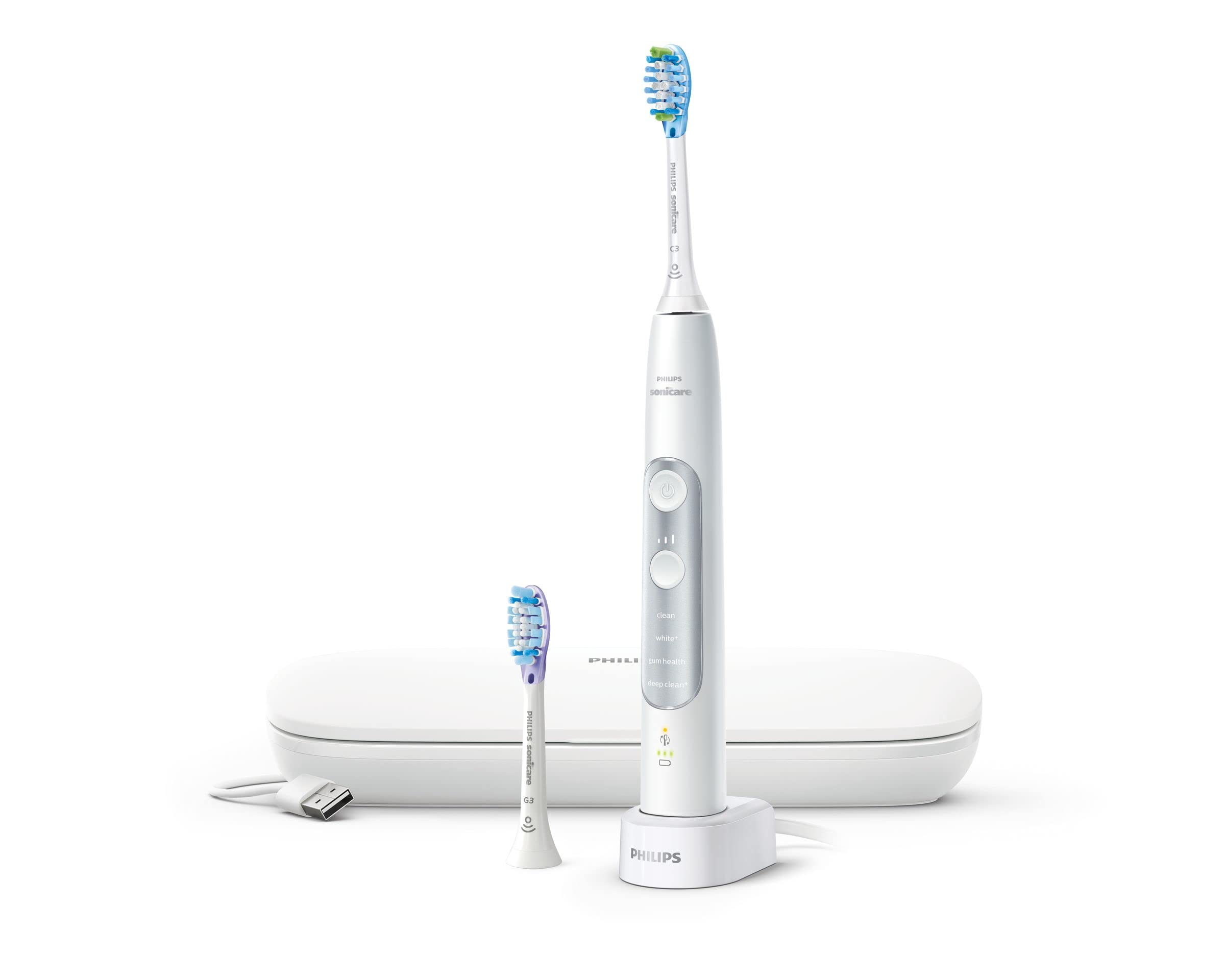Philips Sonicare Expert Clean C3 - Spazzolino sonico con custodia da viaggio, 1 pezzo, colore: Bianco