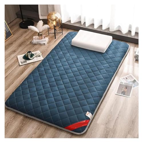 Colchón de futón japonés, Cama Plegable y portátil, Almohadilla de Dormir enrollablepara Dormir,Cama,SofáS,Cama DeInvitados,Camping,Azul,90X200cm
