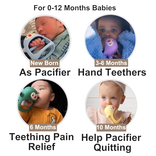 Image of Smily Mia Baby Teething Toys for 0-6Months, Teethers for Babies 3-6Months | Penguin Teether | Hand Teether |Teething Mittens for Teething Relief, Baby Pacifier |Teething Pacifiers for Baby, Light Blue