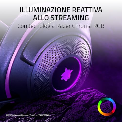 Kraken Kitty V2 - Edizione Pokémon Gengar - Cuffie USB - Spuntoni di Gengar - illuminazione reattiva allo stream - micro cardioide HyperClear - driver TriForce 40mm - audio surround 7.1 | Viola - Cuffia gaming - Immagine 2