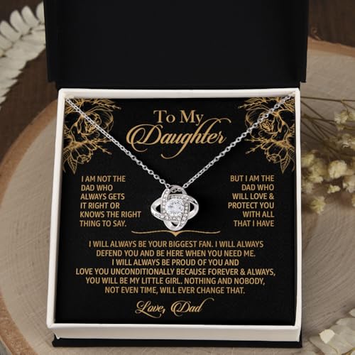 To My Daughter Necklace from Dad with Heartfelt Message & Elegant Box, Daughter Jewelry with Inspirational Message Card from Mommy And Daddy Necklace Birthday Christmas Gifts2