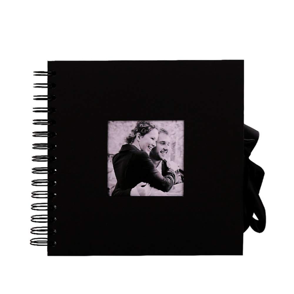 Creative 40 Hojas Páginas Negras Diy Álbum Scrapbooking Scrapbooking de 360 ​​Grados Rotación Espiral Encuadernado Artensilios Craft Paper Fotografía para Bodas 80 Páginas Negras Libros de Memor