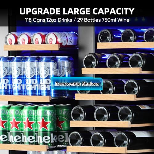 ORYMUSE Wine and Beverage Refrigerator 30 Inch, Beverage Fridge Dual Zone with Upgraded Cooling, Wine Beverage Cooler Built-in or Freestanding, 30 Bottles and 110 Cans Large Capacity on Fridge.com