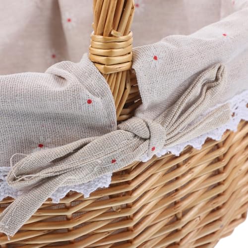 Cesta de mimbre resistente y texturizada para snacks con lino creativo 6