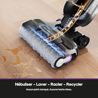 Eureka RapidWash NEW730 Aspirateur Laveur sans Fil Aspiration 21600 Pa, Lavage Eau Chaude 85 °C, Séchage 5 Minutes Air Chaud, Anti Emmêlement 2,0, Conception à Plat, Autonomie 40 Mins Ininterrompue