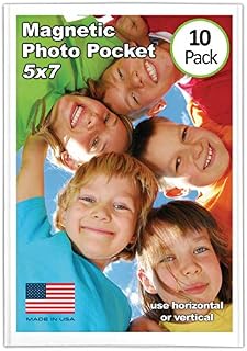 Magtech Magnetic Photo Pocket Picture Frame, White, Holds 5 x 7 Inches Photos