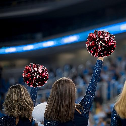 image for Hooshing 2PCS Black and Red Pom Poms Cheerleading with Baton Handle fo