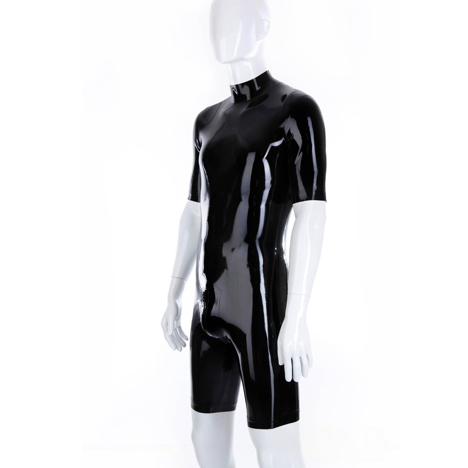 IOKUKI Catsuit Latex Homme Fait Main,Body Caoutchouc Manches Courtes,Fermeture éclair Dos et Entre Jambes,pour Les Club à Thème