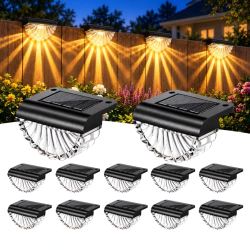 HaliKin Solar Deck Lights Outdoor Waterproof, 12 Pack Fence Step Lights
