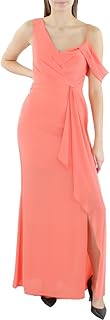 Women's Fit and Flare One Off The Shoulder Sleeve Asymmetrical Neck Evening Gown - Buy now