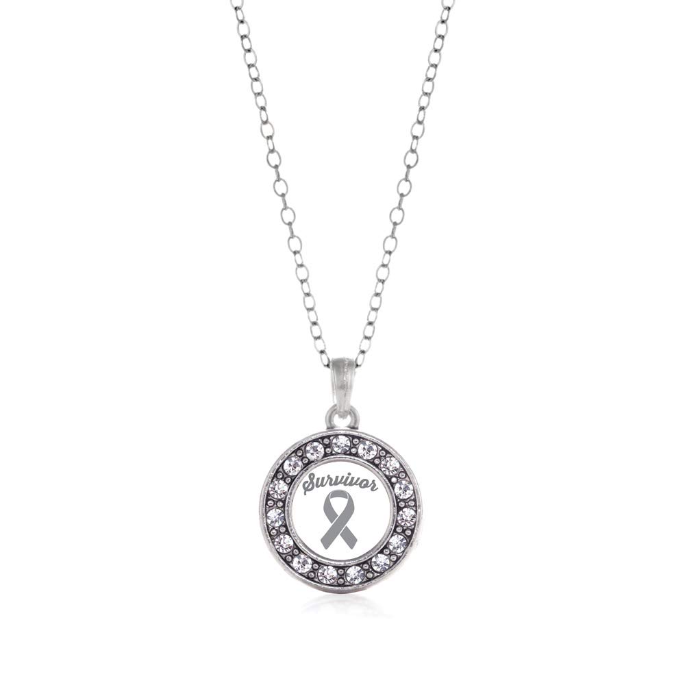 Inspired Silver - Silver Circle Charm 18 Inch Necklace with Cubic Zirconia Jewelry