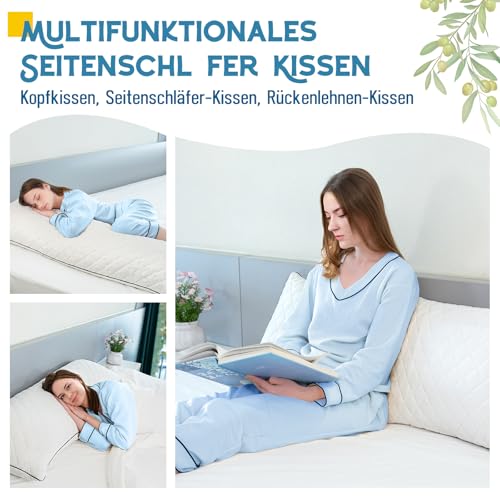 AS AWESLING Body Pillow for Adults, Full Body Pilllow for Sleeping, Bolster Side Sleeper Pillow with Cover (Weiß-Memory Foam, 160 x 50 cm)