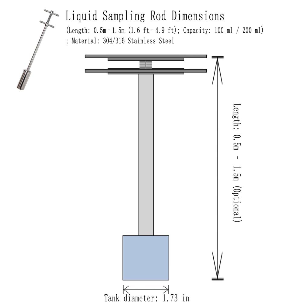 Tubo De Muestreo De Líquidos, Varilla Flexible para Recolección De Muestras De Agua, Sonda De Muestreo para Tuberías, Ríos Y Zonas De Difícil Acceso,304 100ml,0.5m/1.64ft