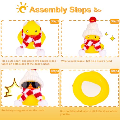 Image of Rubber Duck Car Ornaments 2Pack Winter Duck Car Dashboard Decorations for Christmas Decor and Home Decorations with Mini Hat Scarf and Sunglasses(T13)