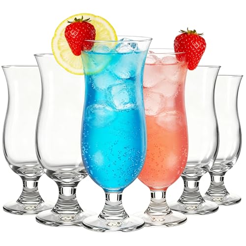 MYKAGS 6 PCS Hurricane Glass Set, 13.8 Ounce Pina Colada Cocktail Glasses, Ideal for Juice Water Tropical Drinks Clear Tulip Drinking Cups