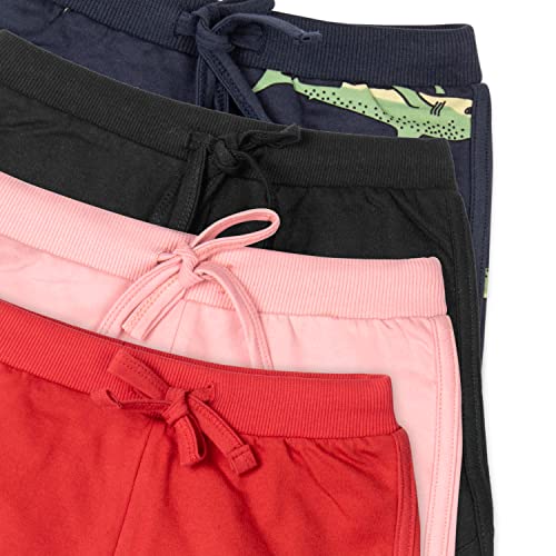 Image of Real Basics Premium Cotton Shorts for Girls - Regular Fit Printed Girl Shorts (Pack of 4)