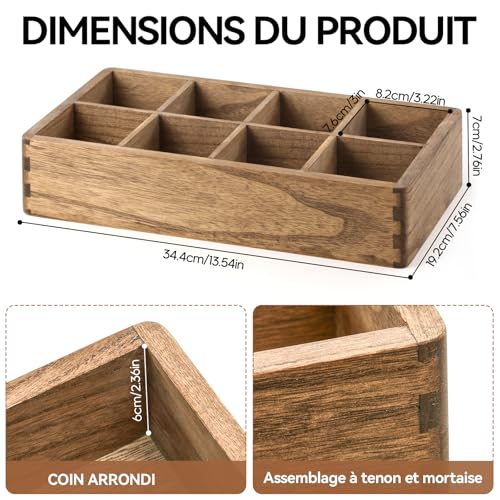 Boîte à thé en bois KIRIGEN compartimentée pour optimiser le stockage des sachets de thé - 4