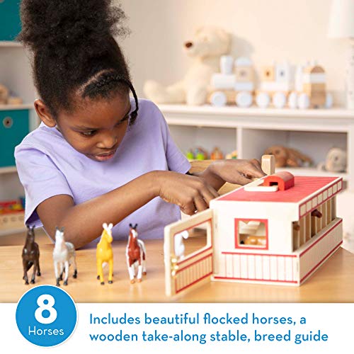 Melissa & Doug Take-Along Show-Horse Stable Play Set (Best For 3, 4, 5 Year Olds And Up) & Horse Carrier Wooden Vehicle Play Set (Tractor-Trailer Truck Toy, Best For 3, 4, And 5 Year Olds) #TOP2
