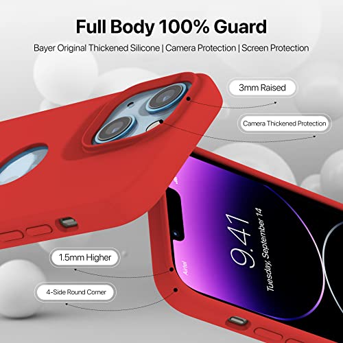 Image of Vaku Luxos Liquid Silicon Logo-Cut for iPhone 14 Plus Cover Case, Soft TPU, Shockproof, Scratch Resistant, 6 Feet Drop Protection, Compatible with iPhone 14 Plus Back Cover - Red