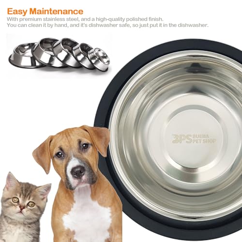 BPS® - 2 ciotole per cibo e acqua, in acciaio