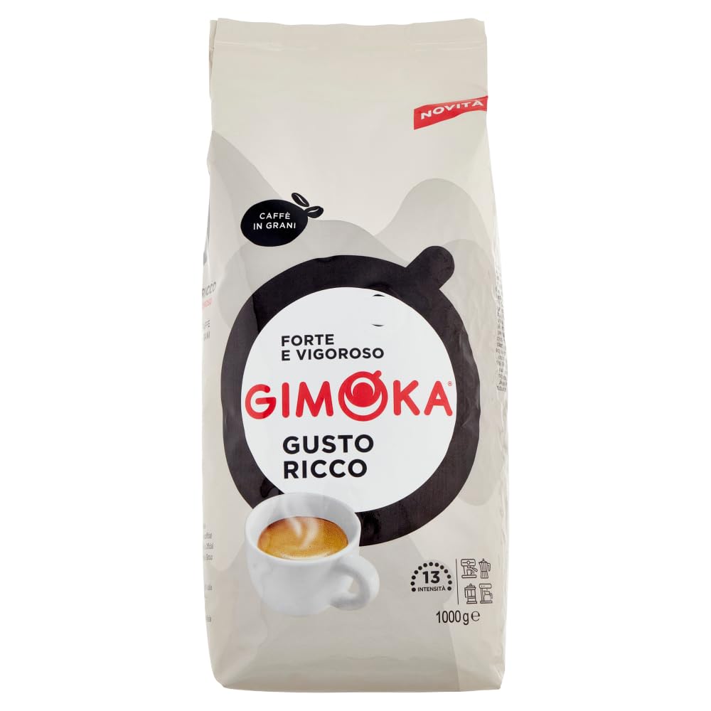 6er-Pack Gimoka Kaffee Ricco Caffè in Grani,Mischung aus gerösteten Kaffeebohnen 1Kg