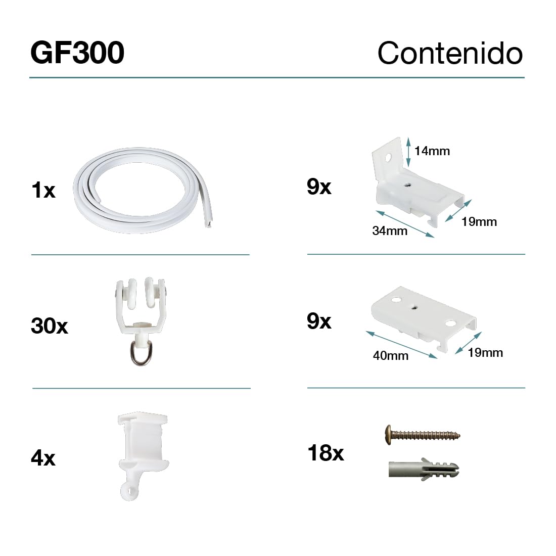 Rieles para Cortinas Curvables para Techo, Riel Altamente Flexible y Resistente, Fácilmente Ajustable a cualquier forma, Guías decorativas CINTACOR Blanco 300 cm