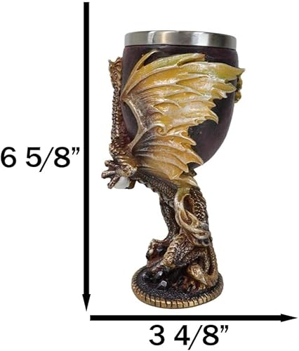 Miniatura 6 de Ebros Gift Maroon And Gold Legendario Dragón Wyvern Sosteniendo Huevo Beber Vino Copa Cáliz Bebida Copa Calabozos Y Dragones Acento Renacentista