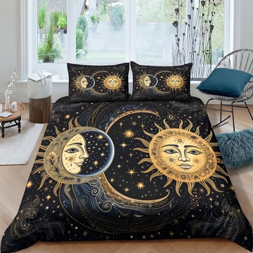 Parure de lit double 3D imprimé astrologie en microfibre douce avec fermeture éclair
