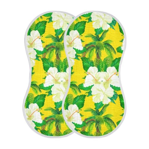 Green Leaves Tropical Yellow Burp Cloths for Babies Burp Rag Cotton Spit Up Rag for Baby Newborns Girl