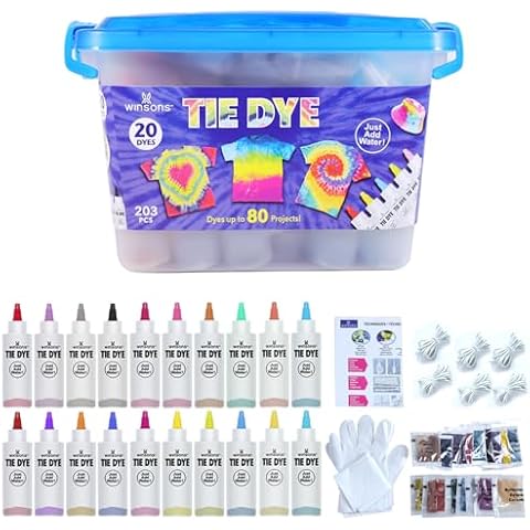 WINSONS Tie Dye Kit 20 Colors Permanent Fabric Dye Art Set for Kids Adults for School, Homemade Party, Creative Groups Activities, DIY Gift Cover
