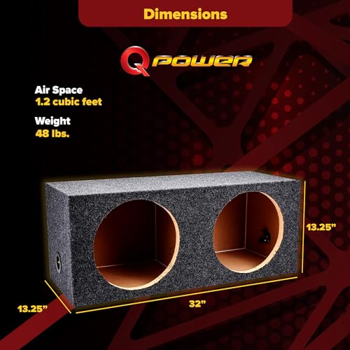 QPower HD212 Dual 12" Heavy-Duty Sealed Car Audio Subwoofer Box, Charcoal - image 6