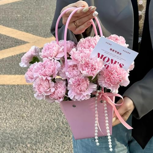 Image of Oasis Pack of 10 Conical Light Pink Flower Hamper Bags | Premium Floral Packaging Bags for Rakhi Gift Hampers, Flower Bouquets, Wedding, Return Gifts, Decorative Presentation & Florist Supplies.